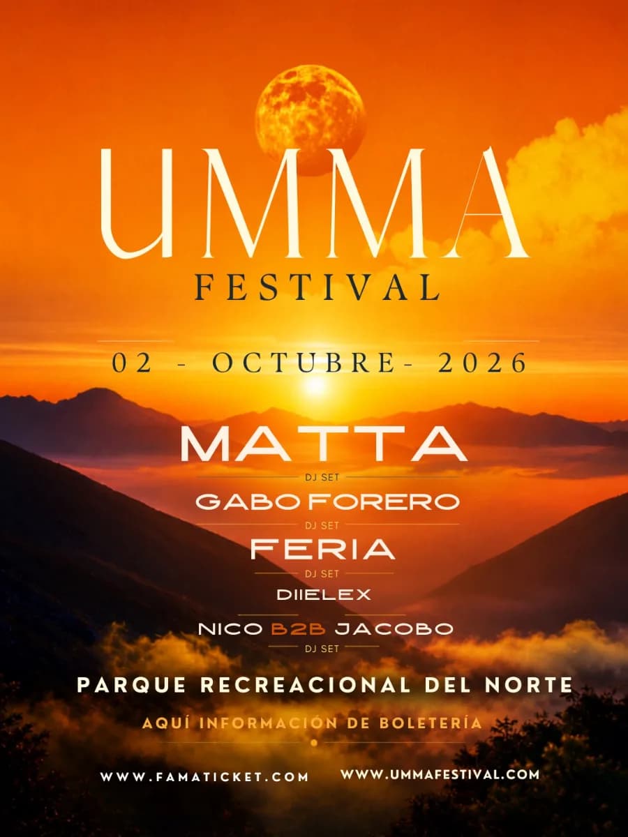 Cartel oficial de UMMA Festival 2026 con el lineup completo y la fecha 02 de octubre de 2026